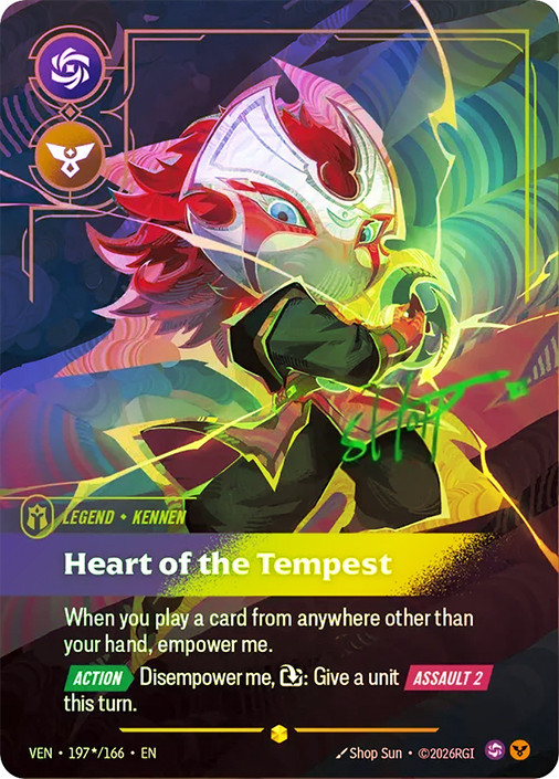 その他 Riftbound Kennen VEN 197*/166 Kennen - Heart of the Tempest (Signature) | Vendetta | Star City Games