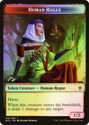 {Human Rogue Token} // {Food Token} (#16)\nThrone of Eldraine\nSingle\nMagic The Gathering