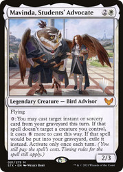 Mavinda, Students' Advocate (Promo Pack) (Strixhaven: School of Mages)\nPromo: Planeswalker Stamped\nSingle\nMagic The Gathering