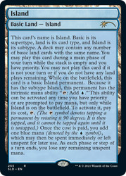 Island (Secret Lair) (#255) (Full Text)\nPromo: General\nSingle\nMagic The Gathering