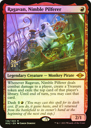 Ragavan, Nimble Pilferer (Prerelease) (Modern Horizons 2)\nPromo: Date Stamped\nSingle\nMagic The Gathering