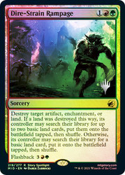 Dire-Strain Rampage (Promo Pack) (Innistrad: Midnight Hunt)\nPromo: Planeswalker Stamped\nSingle\nMagic The Gathering