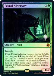 Primal Adversary (Promo Pack) (Innistrad: Midnight Hunt)\nPromo: Planeswalker Stamped\nSingle\nMagic The Gathering