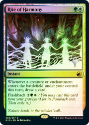 Rite of Harmony (Promo Pack) (Innistrad: Midnight Hunt)\nPromo: Planeswalker Stamped\nSingle\nMagic The Gathering