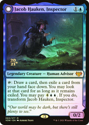 Jacob Hauken, Inspector // Hauken's Insight (Prerelease) (Innistrad: Crimson Vow)\nPromo: Date Stamped\nSingle\nMagic The Gathering