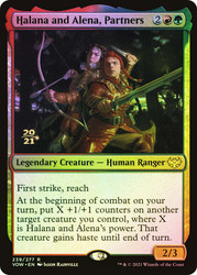 Halana and Alena, Partners (Prerelease) (Innistrad: Crimson Vow)\nPromo: Date Stamped\nSingle\nMagic The Gathering