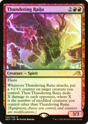 Thundering Raiju (Prerelease) (Kamigawa: Neon Dynasty)\nPromo: Date Stamped\nSingle\nMagic The Gathering