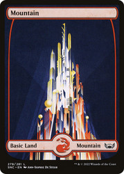 Mountain (#279) (Full Art)\nStreets of New Capenna\nSingle\nMagic The Gathering