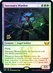 Sanctuary Warden (Prerelease) (Streets of New Capenna)\nPromo: Date Stamped\nSingle\nMagic The Gathering