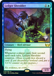 Ledger Shredder (Promo Pack) (Streets of New Capenna)\nPromo: Planeswalker Stamped\nSingle\nMagic The Gathering
