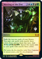 Meeting of the Five (Promo Pack) (Streets of New Capenna)\nPromo: Planeswalker Stamped\nSingle\nMagic The Gathering
