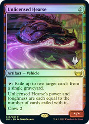 Unlicensed Hearse (Promo Pack) (Streets of New Capenna)\nPromo: Planeswalker Stamped\nSingle\nMagic The Gathering