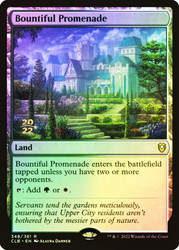 Bountiful Promenade (Prerelease) (Commander Legends: Battle for Baldur's Gate)\nPromo: Date Stamped\nSingle\nMagic The Gathering