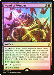 Wand of Wonder (Prerelease) (Commander Legends: Battle for Baldur's Gate)\nPromo: Date Stamped\nSingle\nMagic The Gathering