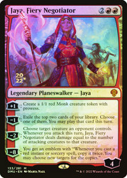 Jaya, Fiery Negotiator (Prerelease) (Dominaria United)\nPromo: Date Stamped\nSingle\nMagic The Gathering