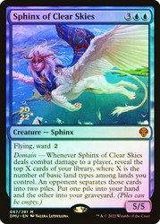 Sphinx of Clear Skies (Prerelease) (Dominaria United)\nPromo: Date Stamped\nSingle\nMagic The Gathering