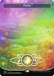 Plains (#486) (Borderless) (Galaxy Foil)\nUnfinity - Galaxy Foil\nSingle\nMagic The Gathering