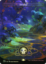 Swamp (#488) (Borderless) (Galaxy Foil)\nUnfinity - Galaxy Foil\nSingle\nMagic The Gathering