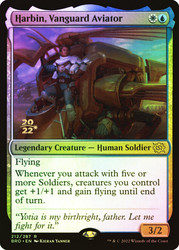 Harbin, Vanguard Aviator (Prerelease) (The Brothers' War)\nPromo: Date Stamped\nSingle\nMagic The Gathering