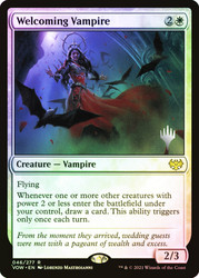 Welcoming Vampire (Promo Pack) (Innistrad: Crimson Vow)\nPromo: Planeswalker Stamped\nSingle\nMagic The Gathering