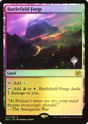 Battlefield Forge (Promo Pack) (The Brothers' War)\nPromo: Planeswalker Stamped\nSingle\nMagic The Gathering