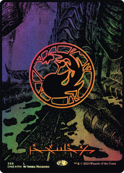 Mountain (#368) (Full Art) (Phyrexian) (Oil Slick Foil)\nPhyrexia: All Will Be One - Alternate Foil\nSingle\nMagic The Gathering