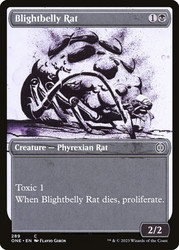 Blightbelly Rat (Showcase)\nPhyrexia: All Will Be One - Variants\nSingle\nMagic The Gathering