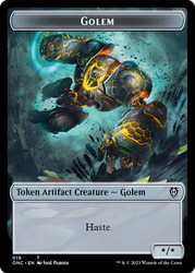 {Golem Token} // {The Monarch}\nPhyrexia: All Will Be One Commander\nSingle\nMagic The Gathering