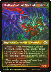 Radha, Coalition Warlord (Showcase) (Halo Foil)\nMultiverse Legends - Alternate Foil\nSingle\nMagic The Gathering