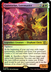Quintorius, Loremaster (Prerelease) (March of the Machine)\nPromo: Date Stamped\nSingle\nMagic The Gathering
