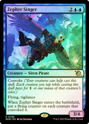 Zephyr Singer (Promo Pack) (March of the Machine)\nPromo: Planeswalker Stamped\nSingle\nMagic The Gathering