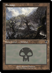 Swamp (#443) (Retro Frame)\nCommander Masters - Retro Frame\nSingle\nMagic The Gathering