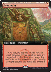 Mountain (Secret Lair) (#1366) (Extended Art)\nPromo: General\nSingle\nMagic The Gathering