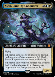 Alela, Cunning Conqueror (Extended Art)\nWilds of Eldraine Commander - Variants\nSingle\nMagic The Gathering