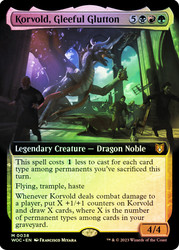 Korvold, Gleeful Glutton (Extended Art)\nWilds of Eldraine Commander - Variants\nSingle\nMagic The Gathering