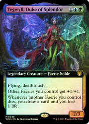 Tegwyll, Duke of Splendor (Extended Art)\nWilds of Eldraine Commander - Variants\nSingle\nMagic The Gathering