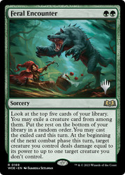 Feral Encounter (Promo Pack) (Wilds of Eldraine)\nPromo: Planeswalker Stamped\nSingle\nMagic The Gathering