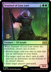 Sentinel of Lost Lore (Prerelease) (Wilds of Eldraine)\nPromo: Date Stamped\nSingle\nMagic The Gathering