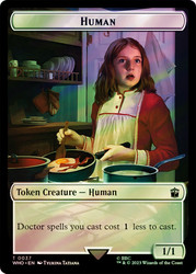 {Human Token} (#037) // {Mark of the Rani Token} (Surge Foil)\nDoctor Who Commander - Alternate Foil\nSingle\nMagic The Gathering
