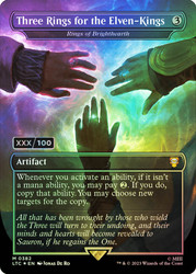 Rings of Brighthearth (Three Rings for the Elven-Kings) (Borderless) (Serial Number)\nThe Lord of the Rings Commander - Serialized\nSingle\nMagic The Gathering