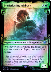 Meriadoc Brandybuck (#628) (Showcase) (Silver Foil)\nThe Lord of the Rings - Alternate Foil\nSingle\nMagic The Gathering