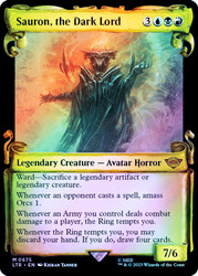 Sauron, the Dark Lord (#675) (Showcase) (Silver Foil)\nThe Lord of the Rings - Alternate Foil\nSingle\nMagic The Gathering