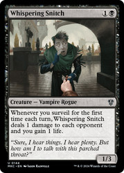 Whispering Snitch\nMurders at Karlov Manor Commander\nSingle\nMagic The Gathering