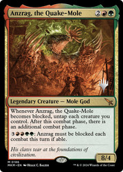 Anzrag, the Quake-Mole (Promo Pack) (Murders at Karlov Manor)\nPromo: Planeswalker Stamped\nSingle\nMagic The Gathering