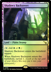 Shadowy Backstreet (Promo Pack) (Murders at Karlov Manor)\nPromo: Planeswalker Stamped\nSingle\nMagic The Gathering