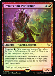Pyrotechnic Performer (Prerelease) (Murders at Karlov Manor)\nPromo: Date Stamped\nSingle\nMagic The Gathering
