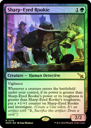 Sharp-Eyed Rookie (Prerelease) (Murders at Karlov Manor)\nPromo: Date Stamped\nSingle\nMagic The Gathering