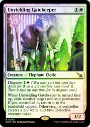 Unyielding Gatekeeper (Prerelease) (Murders at Karlov Manor)\nPromo: Date Stamped\nSingle\nMagic The Gathering