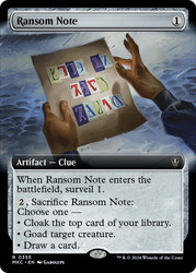 Ransom Note (#355) (Extended Art)\nMurders at Karlov Manor Commander - Variants\nSingle\nMagic The Gathering