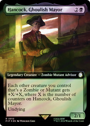 Hancock, Ghoulish Mayor (Extended Art) (Surge Foil)\nFallout Commander - Alternate Foil Variants\nSingle\nMagic The Gathering